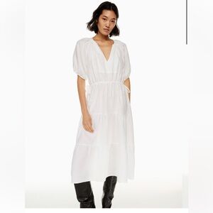 Wilfred Decadence Tiered organic linen midi dress